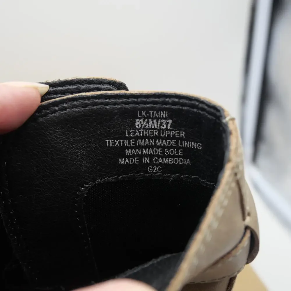 NEW Lucky Brand Women's 6.5 Taini Moto Lug Sole Booties Silver Cloud Brown - Picture 2 of 9